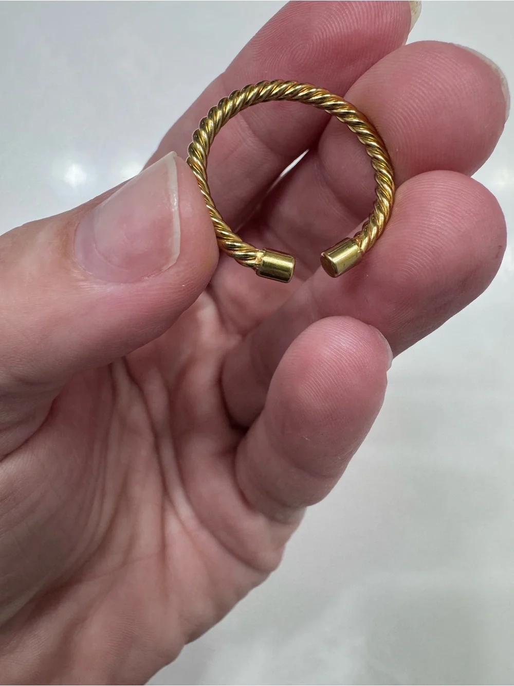 Brenda Grands 18K Gold Plated Twisted Mini Ring Waterproof Adjustable